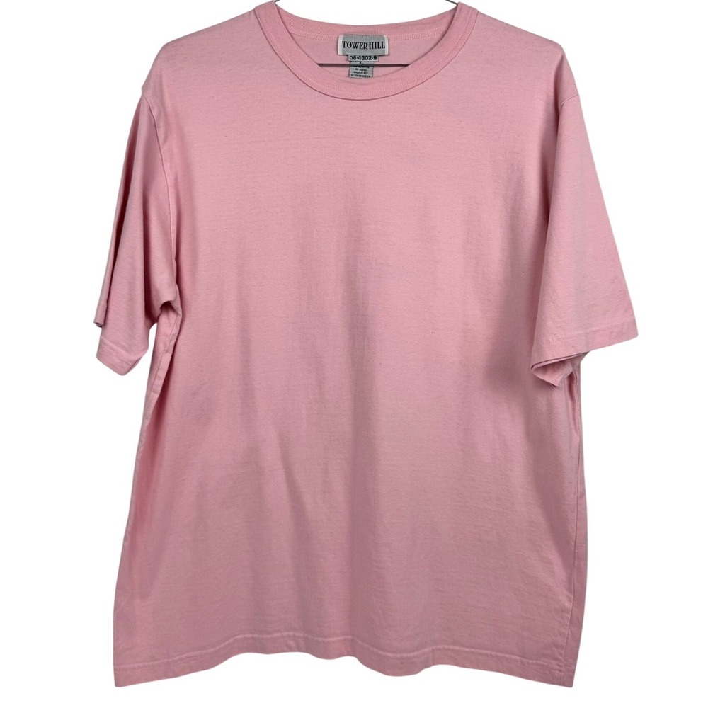 VTG‎ Blank Plain Pink Cotton T-Shirt Towerhill Size XL